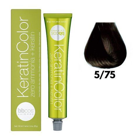 Крем-фарба безаміачна для волосся BBCos Keratin Color №5.75 Сhestnut Light Chocolate 100 мл 0000000019342 фото