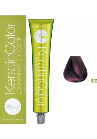Крем-краска безаммиачная для волос BBCos Keratin Color №6.2 Dark Purple Blond 100 мл 0000000019202 фото