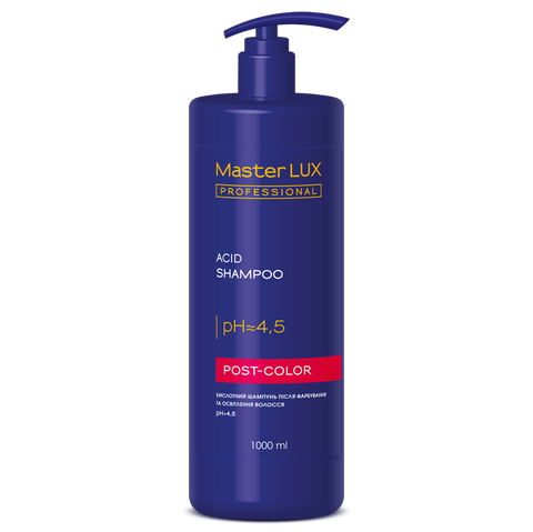 Шампунь кислотний з дозатором Master LUX Professional Acid Shampoo Post Color 1000 мл 0000000014468 фото