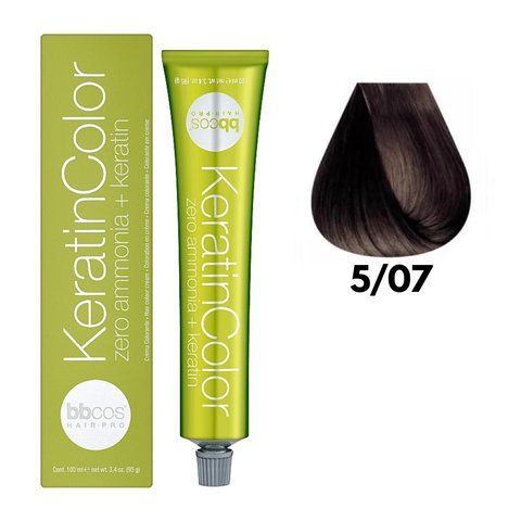 Крем-краска безаммиачная для волос BBCos Keratin Color №5.07 Light Chestnut Tobacco 100 мл 0000000019188 фото