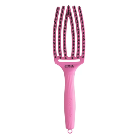 Щетка массажная для волос Olivia Garden Finger Brush Iconic Boar&Nylon Pink Granita 0000000023285 фото