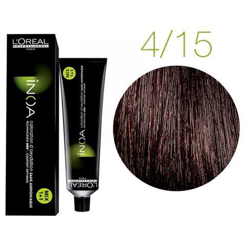 Крем-фарба для волосся Loreal Professionnel INOA 4/15 темний шатен попелясто-червоний 60 мл 0000000005916 фото