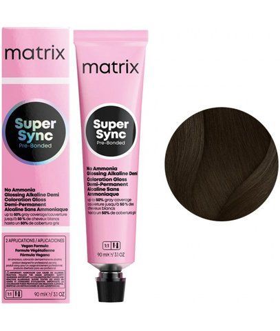 Крем-фарба безаміачна Matrix Super Sync Pre-Bonded №4A Ash brown 90 мл 0000000020943 фото