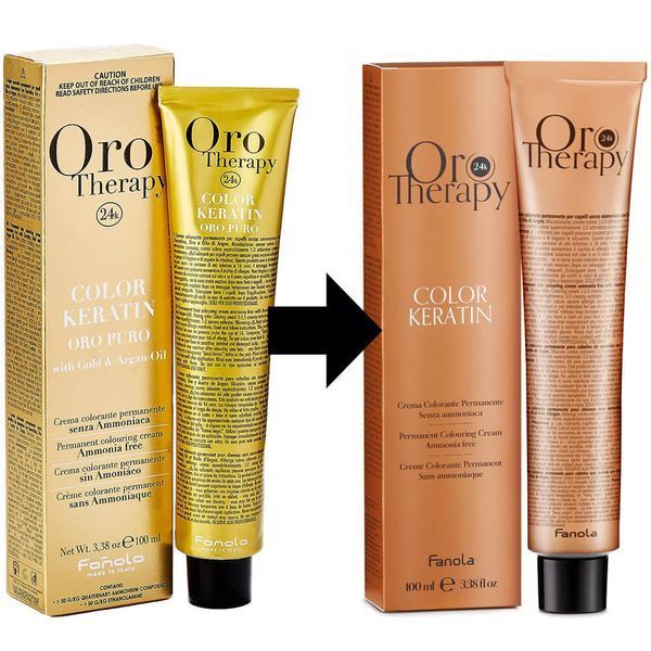 Крем-фарба безаміачна для волосся Fanola Oro Therapy №8/34 Blond Clair 100 мл 0000000000537 фото