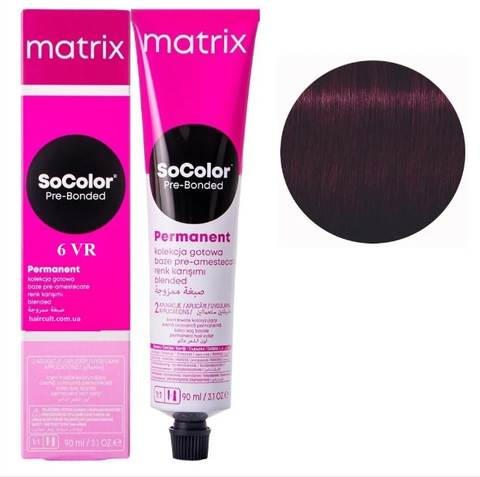 Крем-фарба Matrix SoColor Pre-Bonded Cream №6VR Темний блондин перламутрово-червоний 90 мл 0000000022594 фото