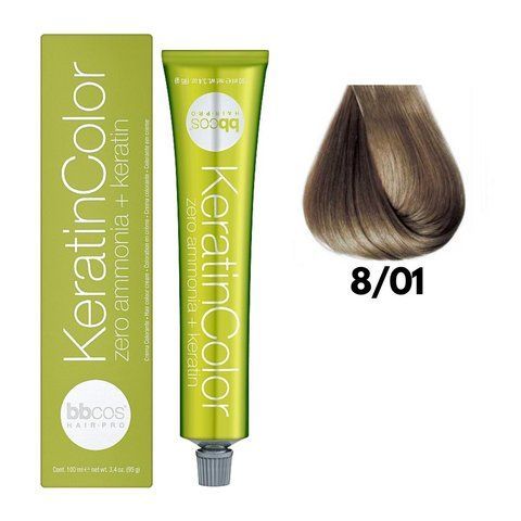 Крем-фарба безаміачна для волосся BBCos Keratin Color №8.01 Light Blond 100 мл 0000000019222 фото