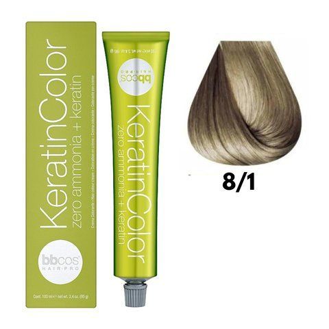 Крем-фарба безаміачна для волосся BBCos Keratin Color №8.1 Light Ash Blond 100 мл 0000000019224 фото