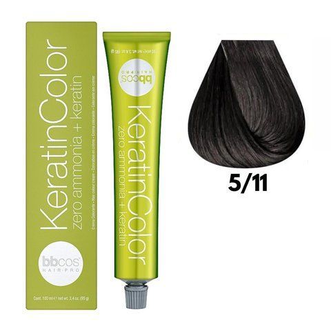 Крем-фарба безаміачна для волосся BBCos Keratin Color №5.11 Intence Ash Light Chestnut 100 мл 0000000019190 фото