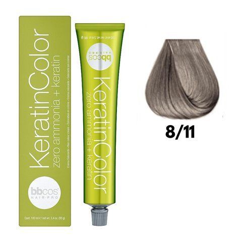 Крем-фарба безаміачна для волосся BBCos Keratin Color №8.11 Light Intense Ash Blonde 100 мл 0000000019225 фото