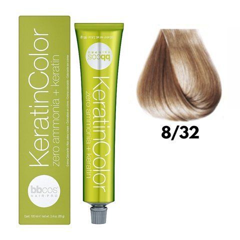 Крем-фарба безаміачна для волосся BBCos Keratin Color №8.32 Light Honey Blonde 100 мл 0000000019229 фото
