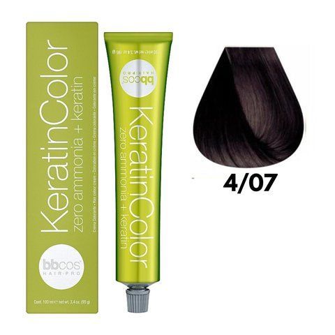 Крем-фарба безаміачна для волосся BBCos Keratin Color №4.07 Chestnut Natural Tobacco 100 мл 0000000019181 фото