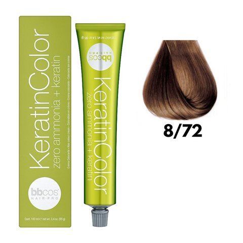 Крем-фарба безаміачна для волосся BBCos Keratin Color №8.72 Light Nut 100 мл 0000000019232 фото
