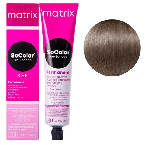 Крем-краска Matrix SoColor Pre-Bonded Cream №8SP Светлый блондин серебристый жемчужный 90 мл 0000000022620 фото