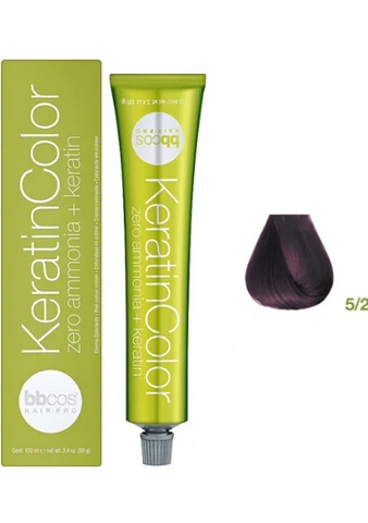 Крем-краска безаммиачная для волос BBCos Keratin Color №5.2 Light Purple Chestnut 100 мл 0000000019191 фото