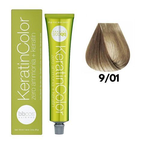 Крем-фарба безаміачна для волосся BBCos Keratin Color №9.01 Very Light Ash Blonde 100 мл 0000000019235 фото